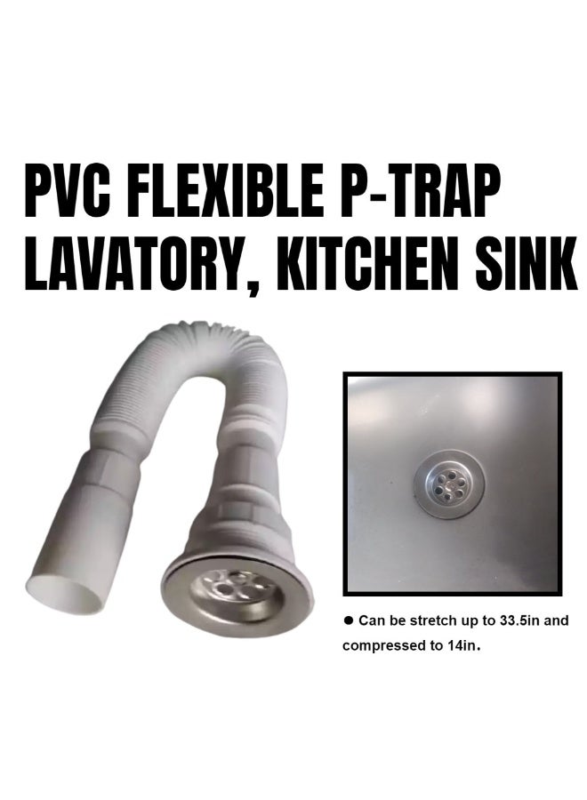 لي خرطوم تصريف مرن وعالمي مقاس 1-1/4 بوصة، وصلة تمديد قابلة للتوسيع بتصميم S-Trap، ماسورة صرف مرنة لأحواض الحمام والمغاسل والمراحيض - Image 3